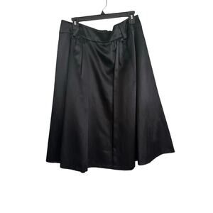 Banana Republic Women's Black Silk Blended Satin Pleated A-line Skirt Size 12